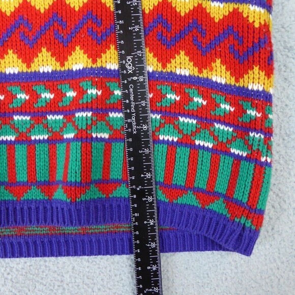 Vintage One Step Up Sweater Womens M  Bright Colors Dancing All Over 80s Loose - Picture 8 of 10